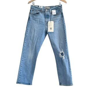NWT, Free People X Levi, Wedgie Straight, Light Wash Jeans, Size 28 X 26